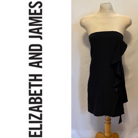 ELIZABETH AND JAMES silk ruffle dress in black - Picture 4 of 11